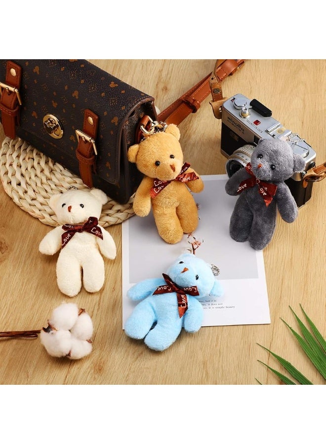 Skylety 24 Pcs Mini Bears 4.7 Inch Tiny Doll Bulk Stuffed Bears Keychain for Graduation Birthday Baby Shower Party Favor(Bright Colors, Classic Style)