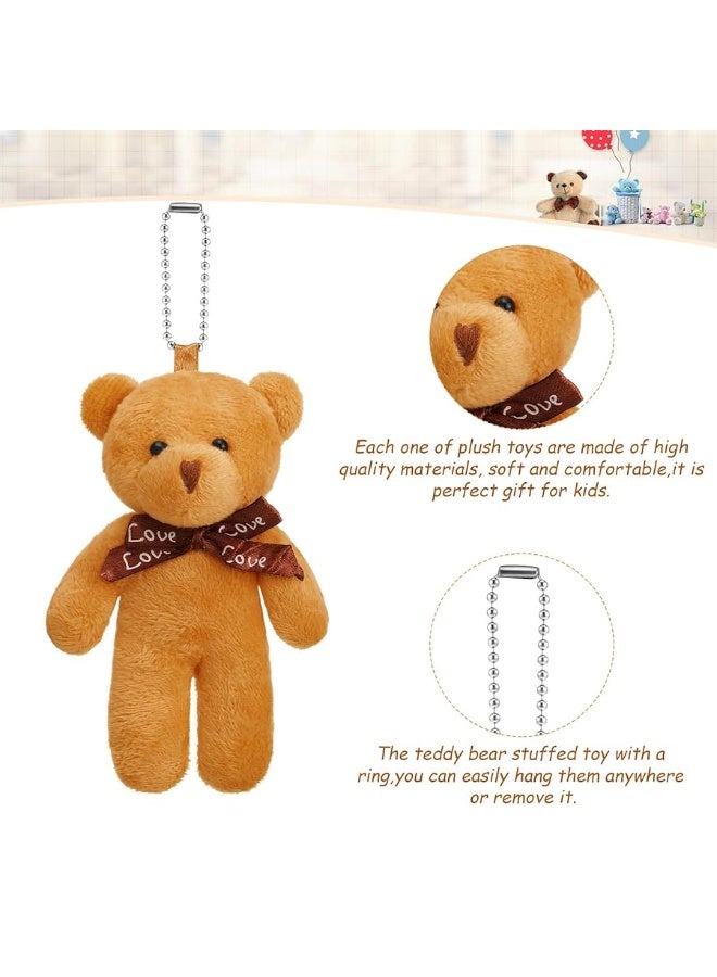 Skylety 24 Pcs Mini Bears 4.7 Inch Tiny Doll Bulk Stuffed Bears Keychain for Graduation Birthday Baby Shower Party Favor(Bright Colors, Classic Style)