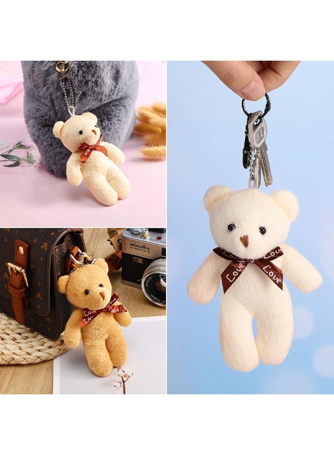 Skylety 24 Pcs Mini Bears 4.7 Inch Tiny Doll Bulk Stuffed Bears Keychain for Graduation Birthday Baby Shower Party Favor(Bright Colors, Classic Style)