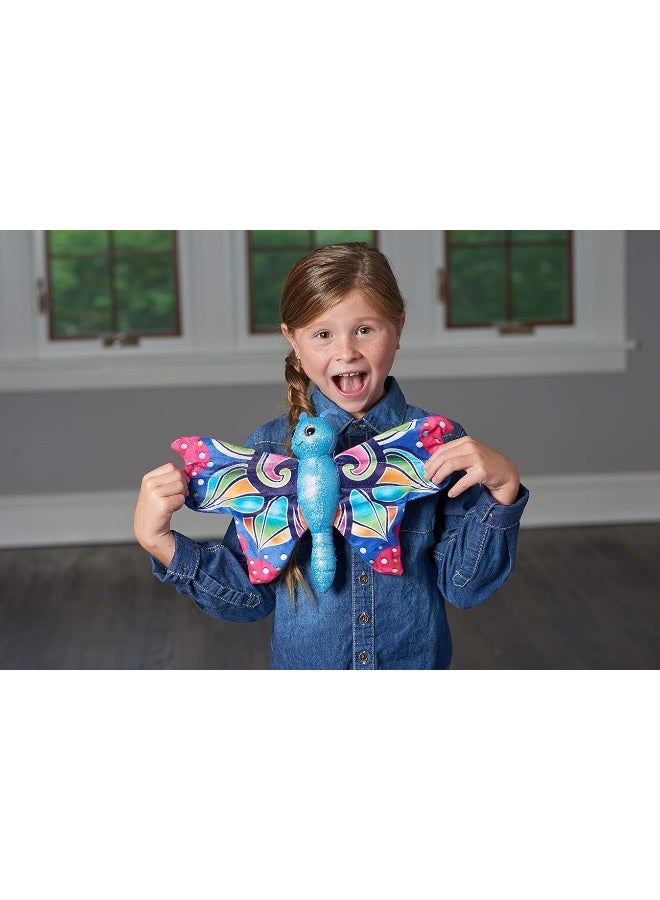 Wild Republic Huggers Butterfly Blue Plush Toy, Slap Bracelet, Stuffed Animal, Kids Toys, 8