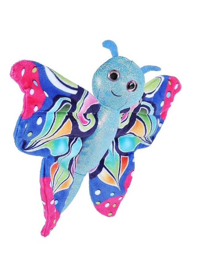 Wild Republic Huggers Butterfly Blue Plush Toy, Slap Bracelet, Stuffed Animal, Kids Toys, 8