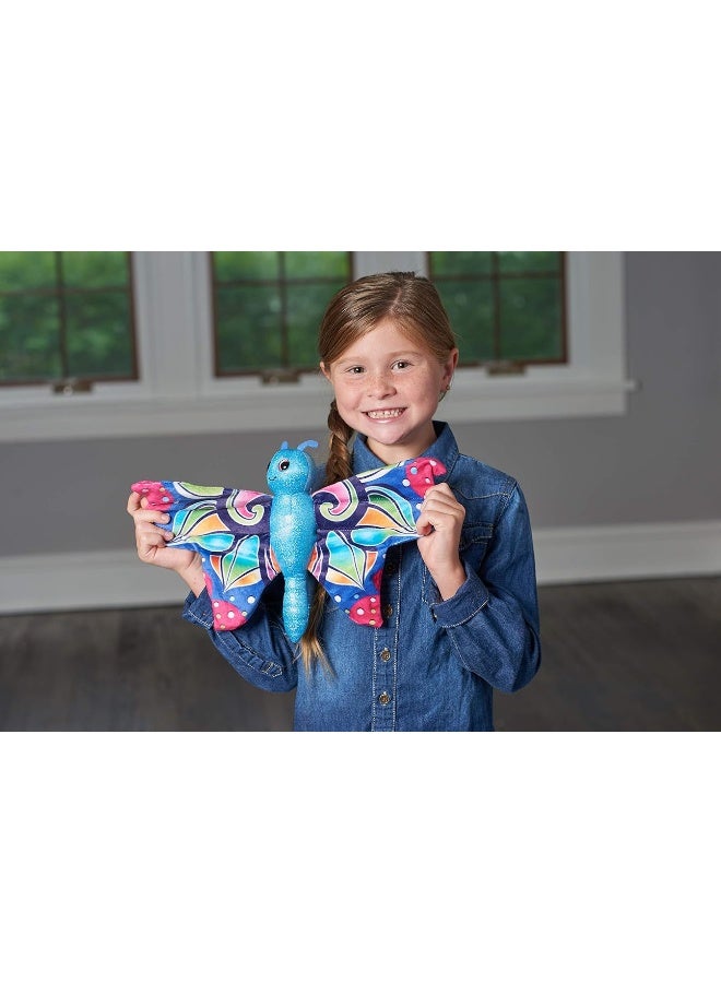 Wild Republic Huggers Butterfly Blue Plush Toy, Slap Bracelet, Stuffed Animal, Kids Toys, 8