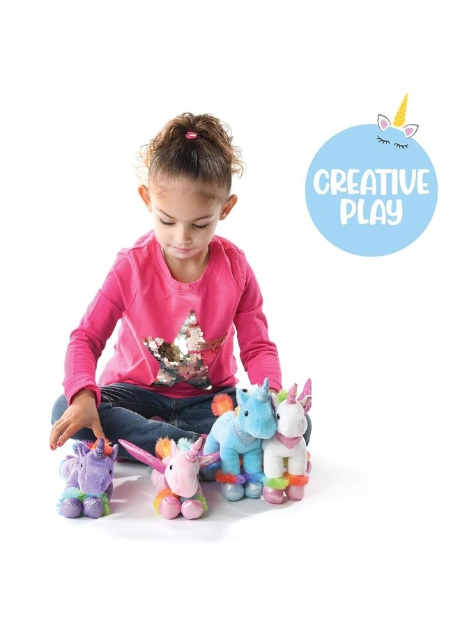 PREXTEX Unicorn Stuffed Animals (4 Cute Plush Unicorns Gifts for Girls), Machine Washable - Unicorn Toys for Girls & Boys Ages 3-5+