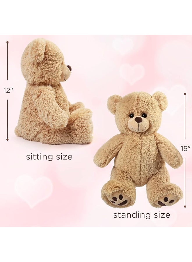LotFancy Teddy Bear Stuffed Animal, 15 inch Brown Teddy Bear Plush Toy, Cute Hugging Gift for Kids on Christmas Valentine's Day, Easter Decoration