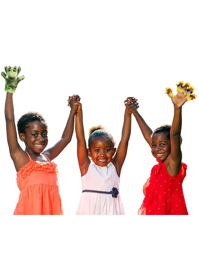 RIY 12pcs Plush Monkeys Ducks Finger Puppets Set for Toddlers with Animals Hand Puppets