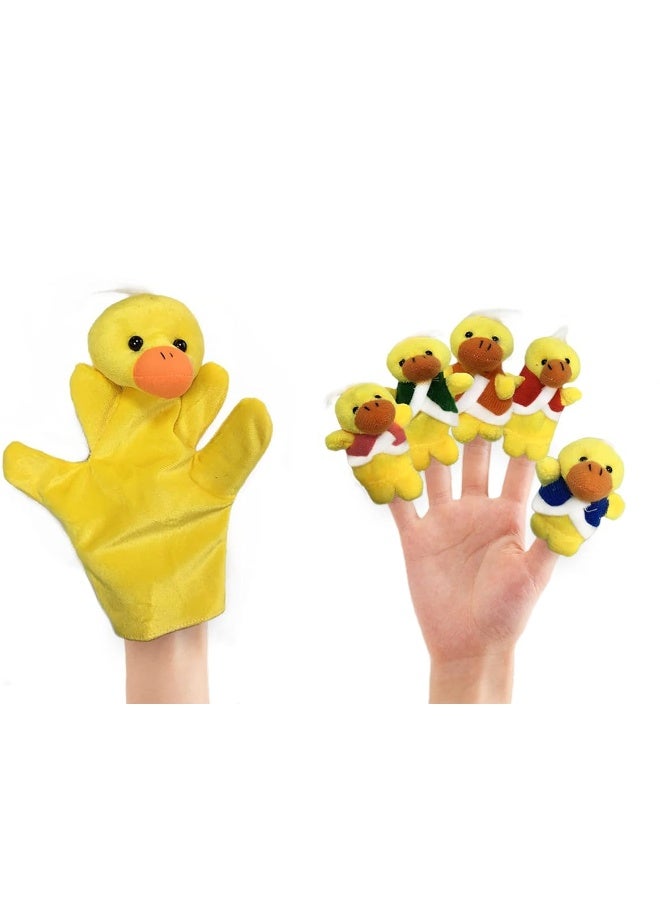 RIY 12pcs Plush Monkeys Ducks Finger Puppets Set for Toddlers with Animals Hand Puppets