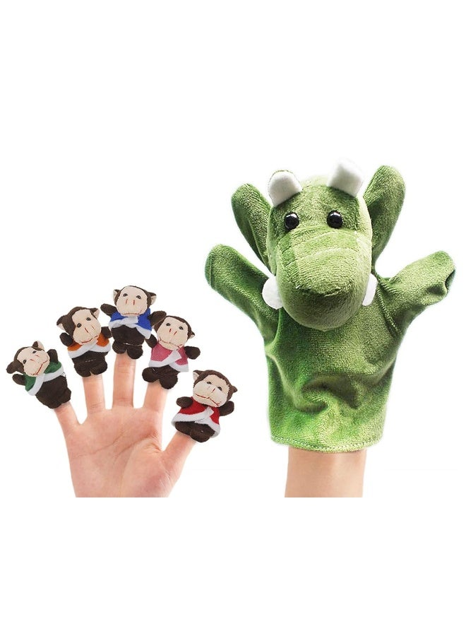 RIY 12pcs Plush Monkeys Ducks Finger Puppets Set for Toddlers with Animals Hand Puppets