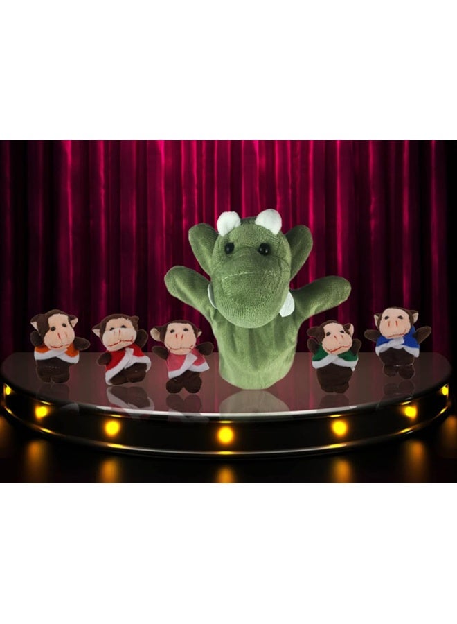 RIY 12pcs Plush Monkeys Ducks Finger Puppets Set for Toddlers with Animals Hand Puppets