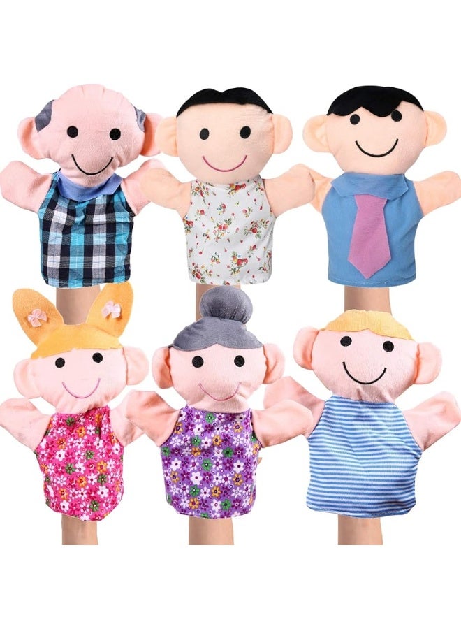 Hand Puppet Set - 6 Family Members - Premium Quality, 9â€ Inch Soft Plush Hand Puppets for Kids for Storytelling, Teaching, Preschool, Role-Play | Mother, Father, Son, Daughter and Grandparents
