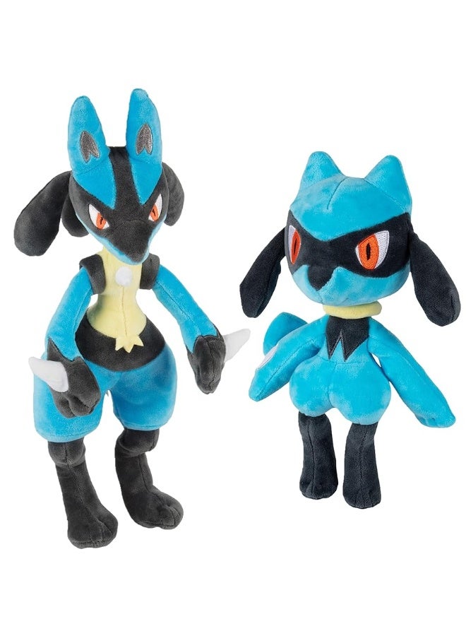 Pokemon Lucario & Riolu Plush Stuffed Animal Toys, 2-Pack - Officially Licensed - Evolution Set - Gift for Kids, Boys & Girls - Ages 2+