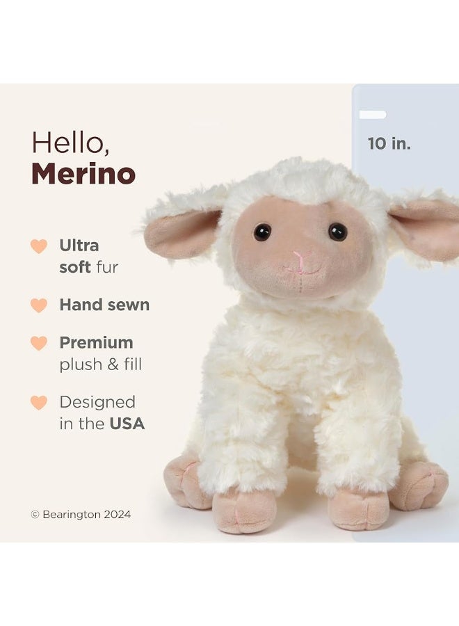 Bearington Merino Lamb Plush Stuffed Animal, Adorable, Soft and Cuddly, Great Gift for Kids of All Ages, Birthdays, Holidays and Special Occasions, 10 inches