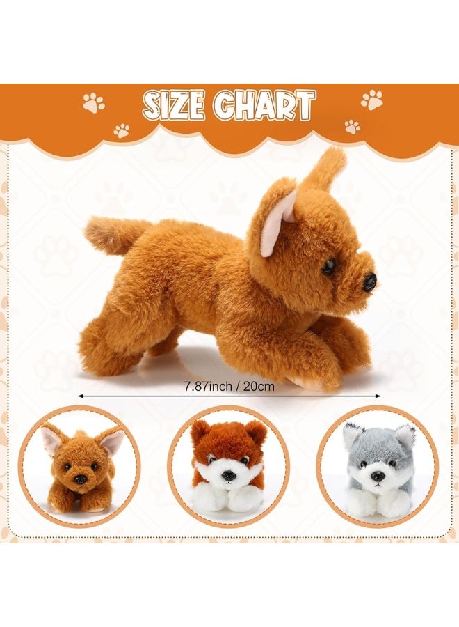 Skylety 3 Pcs 7.87 Inches Dog Stuffed Animal Plush Dog Soft Plush Dog Pillow Toy Fluffy Puppy Set for Christmas Girls Baby Kids Dog Party Favor Birthday Home Decor(Pomeranian, Chihuahua, Corgi)