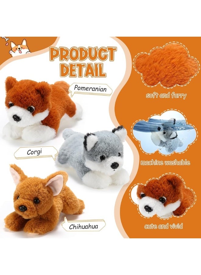 Skylety 3 Pcs 7.87 Inches Dog Stuffed Animal Plush Dog Soft Plush Dog Pillow Toy Fluffy Puppy Set for Christmas Girls Baby Kids Dog Party Favor Birthday Home Decor(Pomeranian, Chihuahua, Corgi)