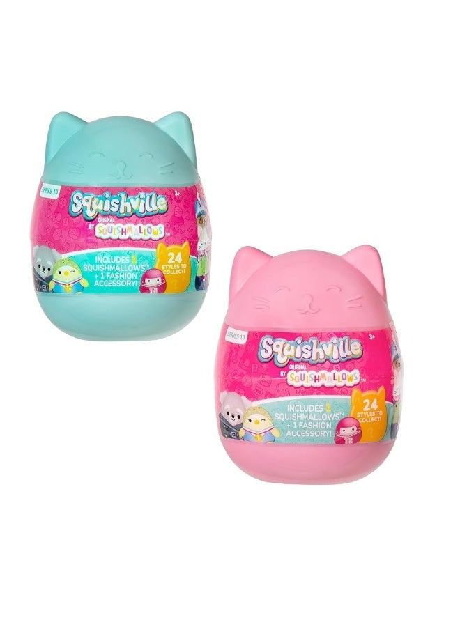 Squishmallows Squishville 2-Pack Capsules Series 10 - Official Jazwares Plush - Mini Mystery Stuffed Animal Toy Styles May Vary - Gift for Kids