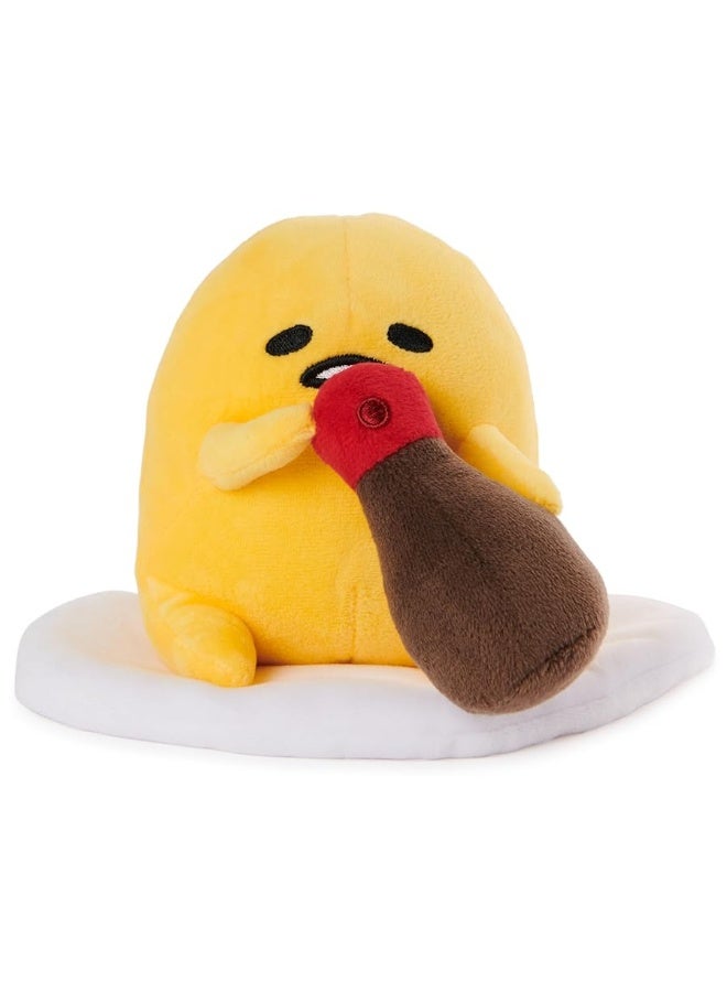 GUND Sanrio Gudetama The Lazy Egg Stuffed Animal, Gudetama with Soy Sauce Plush Toy for Ages 1 and Up, 5â€