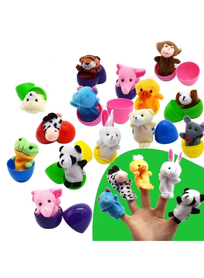 12 Pack Fillable Plastic Easter Egg with Finger Puppet for Easter Theme Party, Favor Easter Eggs Hunt, Basket Stuffers Fillers, Classroom Prize