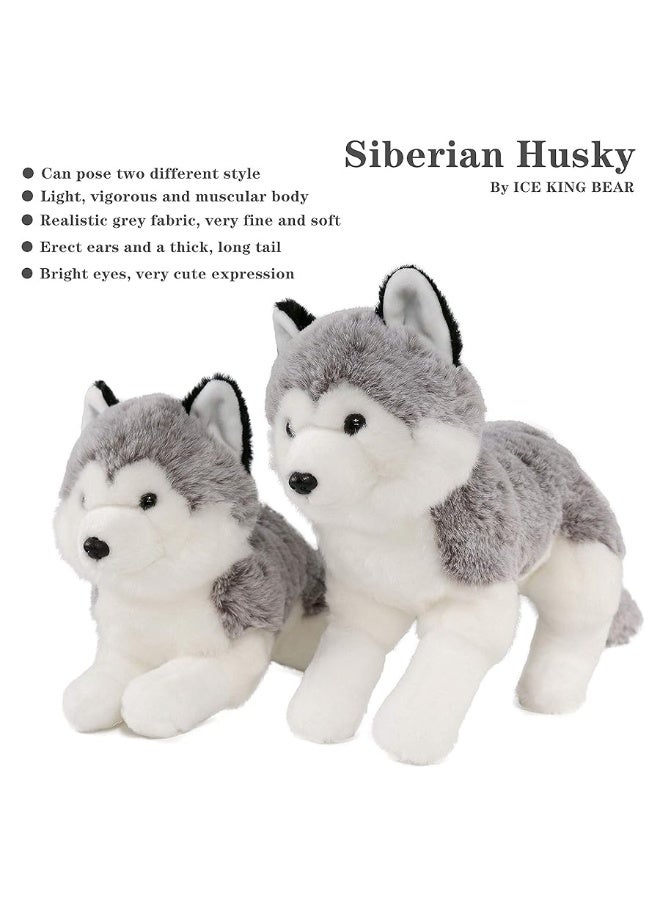 Ice King Bear Lifelike Siberian Husky Stuffed Animal - Plush Toy - 13 Inches Length (Original)