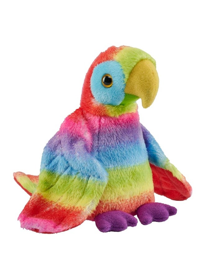 Wild Republic Pocketkins Eco Rainbow Macaw, Stuffed Animal, 5 Inches, Plush Toy, Made from Recycled Materials, Eco Friendly