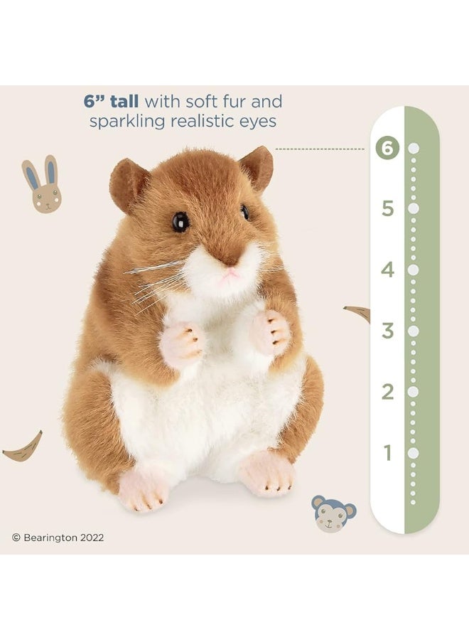 Bearington Collection Cheeks Stuffed Hamster: Adorable Plush Stuffed Hammy, Ultra-Soft 6â€ Toy, Made with Premium Fill, Expressive Face and Natural Whiskers; Machine Washable, Gift for Animal Lovers