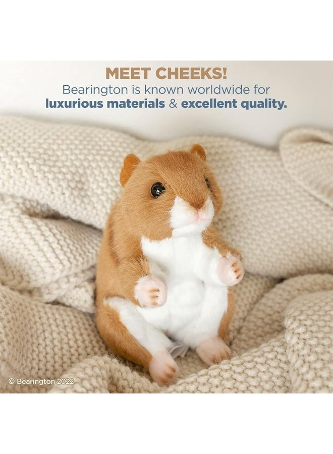 Bearington Collection Cheeks Stuffed Hamster: Adorable Plush Stuffed Hammy, Ultra-Soft 6â€ Toy, Made with Premium Fill, Expressive Face and Natural Whiskers; Machine Washable, Gift for Animal Lovers
