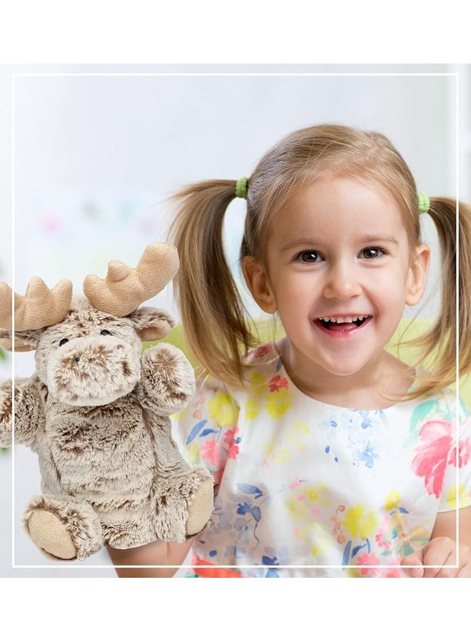 DolliBu Moose Plush Hand Puppet For Kids - Soft Plush Stuffed Animal Hand Puppet Toy for Puppet Show Games & Puppet Theaters for Kids, Adult's Cute Puppets Educational Toy to Teach Children & Toddlers