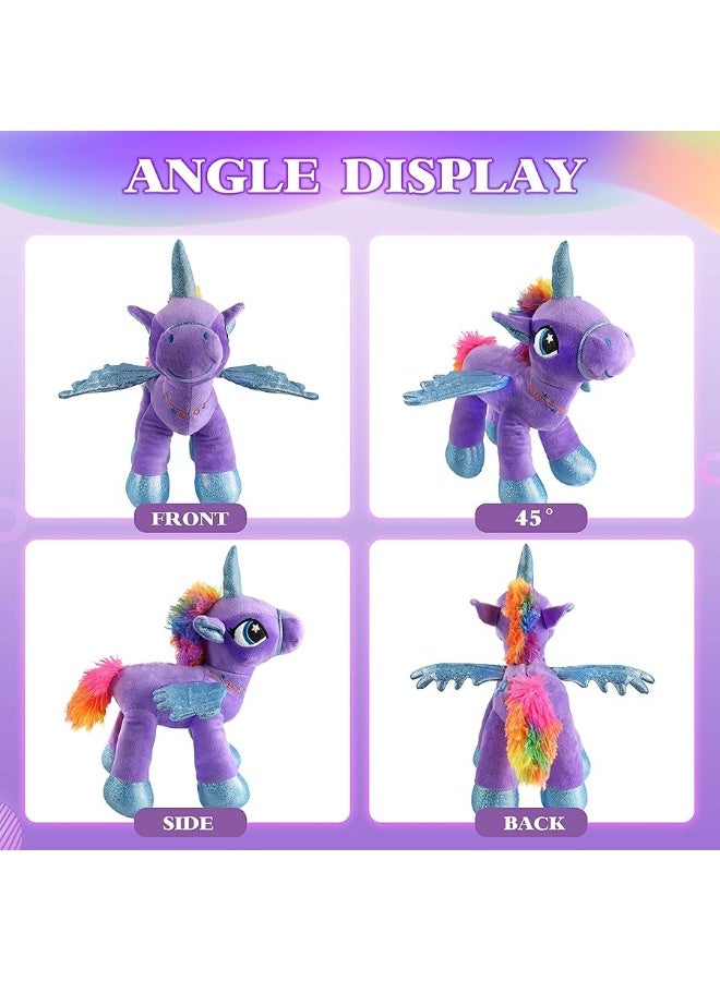 Houwsbaby 14 Purple LED Light Up Unicorn Stuffed AnimalUnicorn Plush ToyGlowing Horse Plush Toy Night Light Glitter Present for Kids Boys Girls Present for Easter Birthday Festival Christmas
