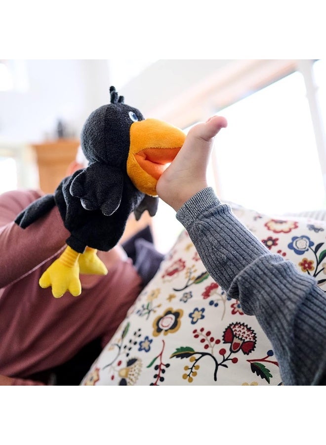 HABA Theo The Raven Glove Puppet with Cherries - Beak Opens Wide with Opening to Eat The Fabric Fruit