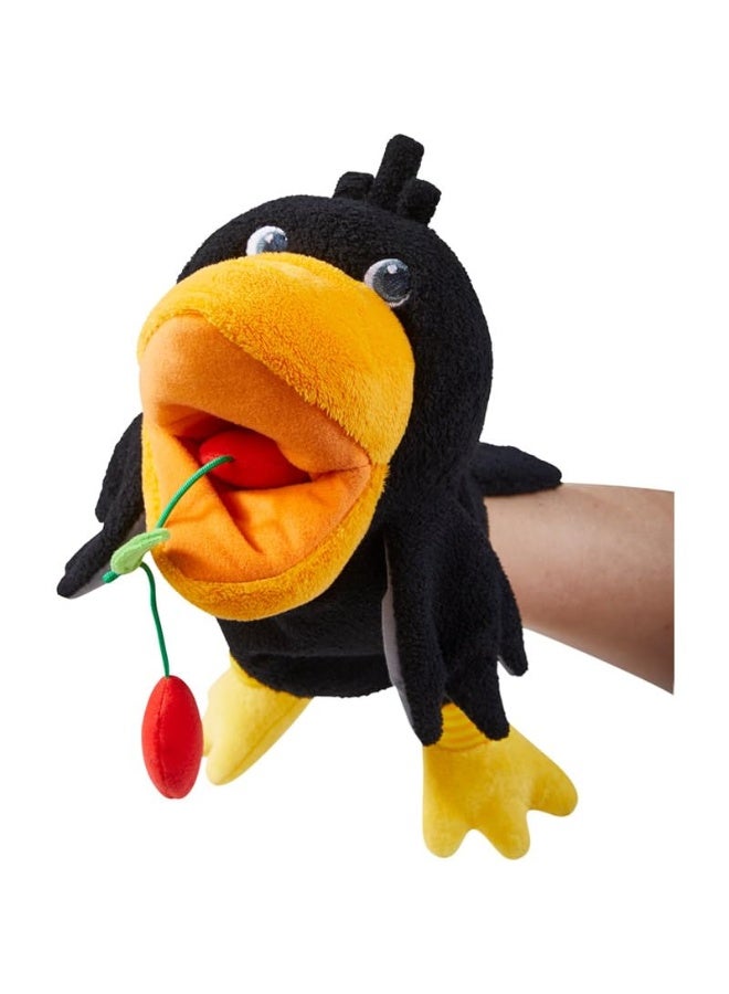 HABA Theo The Raven Glove Puppet with Cherries - Beak Opens Wide with Opening to Eat The Fabric Fruit