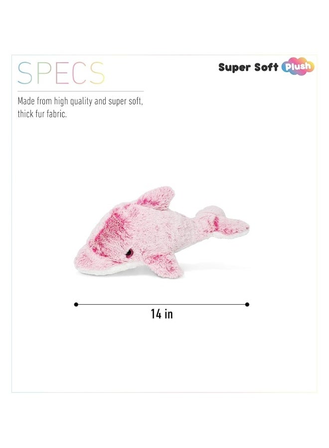 DolliBu Pink Dolphin Super Soft Stuffed Animal, Cute Realistic Stuffed Animals for Girls. Boys and Adults Animal Gifts, Kids Ocean Life Nursery DÃ©cor for Newborn - 14 inch