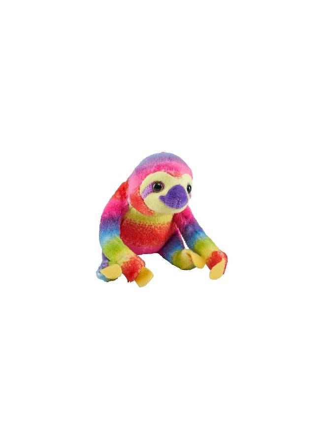 Wild Republic Pocketkins Eco Rainbow Sloth, Stuffed Animal, 5 Inches, Plush Toy, Made from Recycled Materials, Eco Friendly