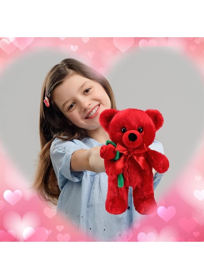 Civaner Plush Stuffed Animal Bear with Rose Funny Cute Stuffed Animal Plush Christmas Valentines Day Gifts for Kids Toddler Girlfriend Mothers Day118 Inches Red