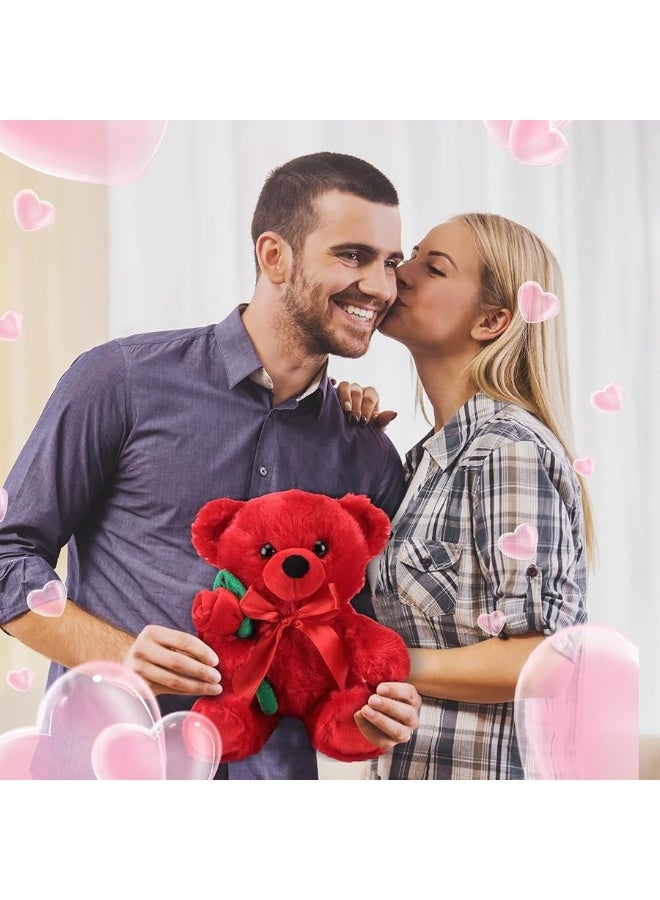 Civaner Plush Stuffed Animal Bear with Rose Funny Cute Stuffed Animal Plush Christmas Valentines Day Gifts for Kids Toddler Girlfriend Mothers Day118 Inches Red