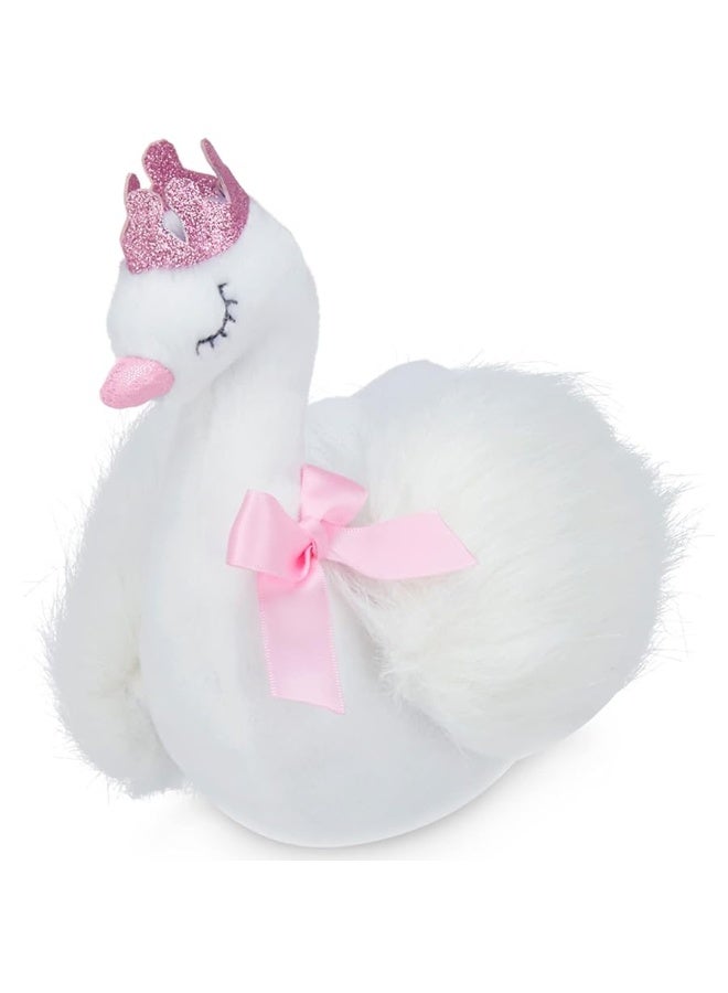 Bearington Grace Princess Swan Plush Stuffed Animal with Crown, 8 inches