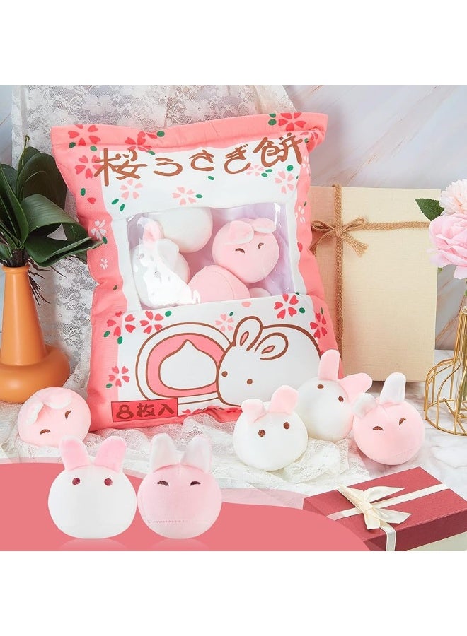 Cute Plush Pillow Kawaii Room Decor Throw Pillow Removable Stuffed Animal Toys Fluffy Cherry Bunnies Dog Dinosaur Cookies Gifts for Teens Girls Kids (Bunny)