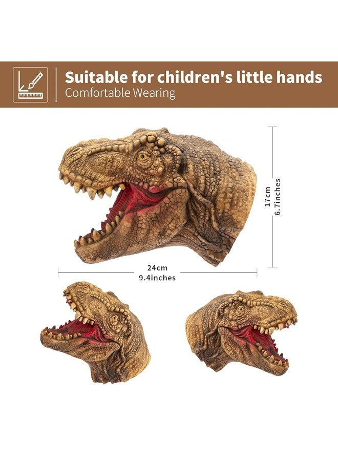 Yolococa Dinosaur Hand Puppets Realistic Latex Soft Animal Head Toys Set, Hand Puppet Toys Gift for Kids, Party Show Imaginative Play (Tyrannosaurus & Triceratops)