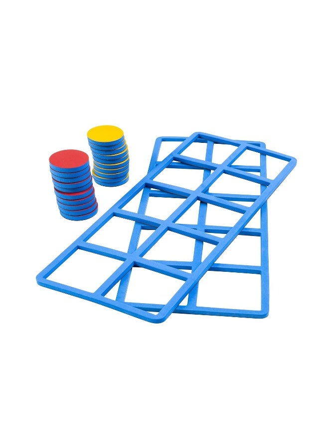 LEARNING ADVANTAGE Giant Magnetic Foam Ten Frames - In Home Learning Manipulative for Early Math - 2 Frames with 20 Disks - Teach Number Concepts, Addition and Subtraction