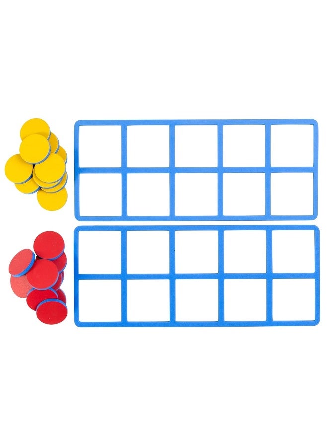 LEARNING ADVANTAGE Giant Magnetic Foam Ten Frames - In Home Learning Manipulative for Early Math - 2 Frames with 20 Disks - Teach Number Concepts, Addition and Subtraction