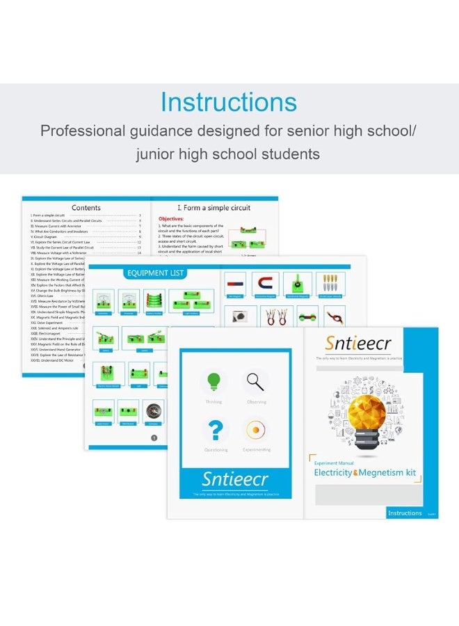 Sntieecr STEM Physics Electric Circuit Learning Starter Kit, Science Lab Basic Electricity Magnetism Experiment Education Kits for Junior Senior High School Students Electromagnetism Exploration