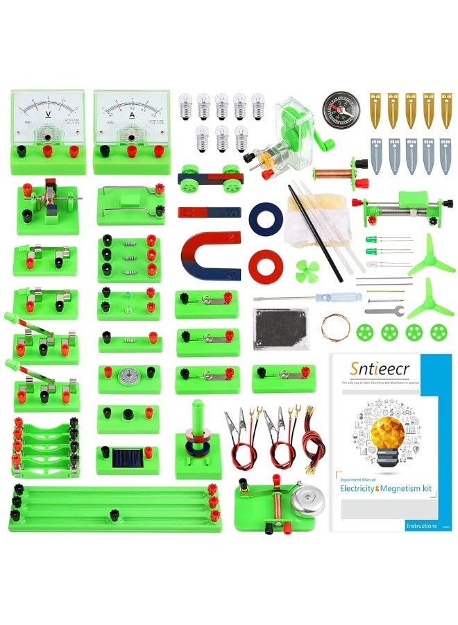 Sntieecr STEM Physics Electric Circuit Learning Starter Kit, Science Lab Basic Electricity Magnetism Experiment Education Kits for Junior Senior High School Students Electromagnetism Exploration