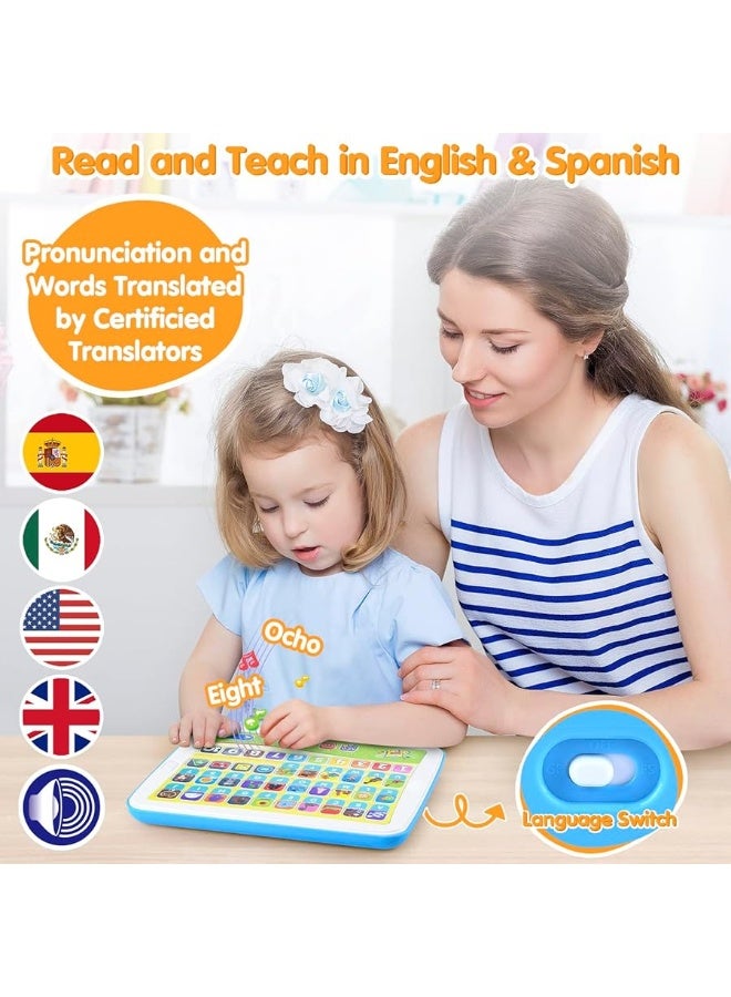 Bilingual Spanish  English Learning Toys for Toddlers 13 Kids Interactive Learning Tablet Childrens Alphabet ABC  Words  Numbers  Colors Learning Pad Education Toy for Babies 24 Month