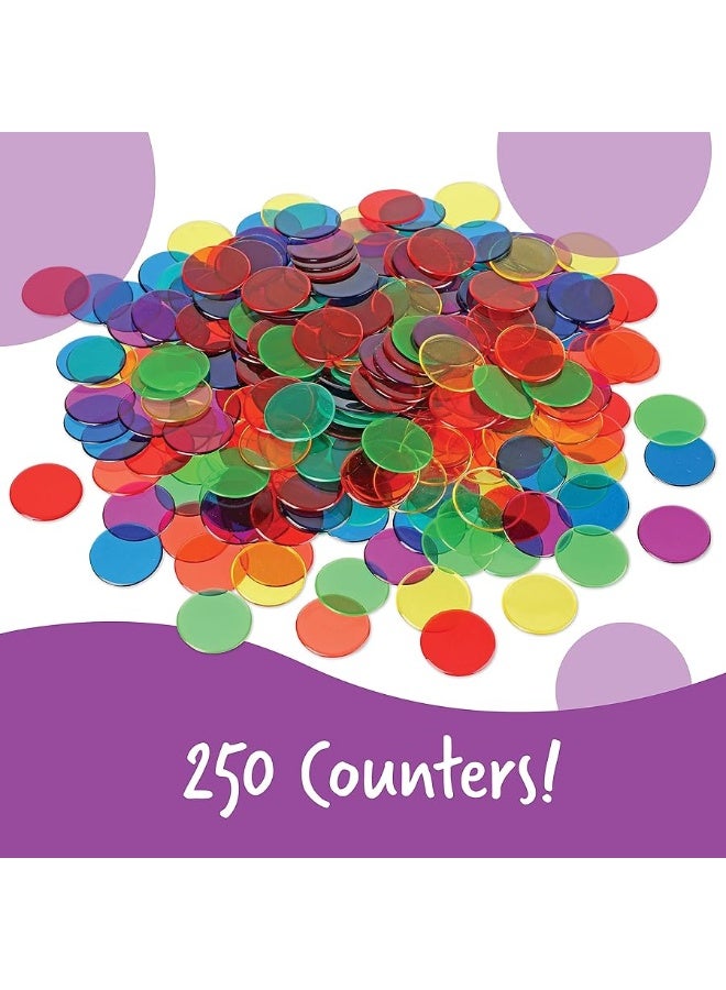 Learning Resources Transparent Color Counting Chips  250 Pieces Ages 5 Math Counters for Kids Counting Chips Perfect for Bingo GamesBack to School SuppliesTeacher Supplies