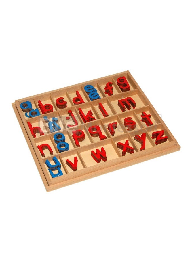 Elite Montessori Wooden Movable Alphabet with Box Preschool Spelling Learning Materials (Red & Blue, 5mm Thick)