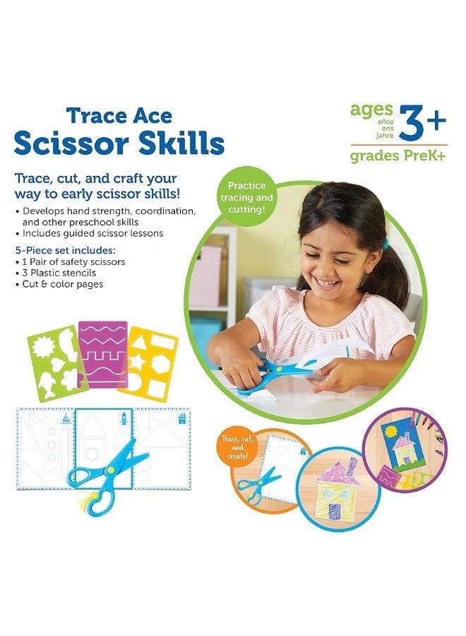 Learning Resources Trace Ace Scissor Skills Set - 7 Pieces, Ages 3+ Toddler Learning Supplies, Homeschool and Classroom Activities, Fine Motor Tools for Toddlers