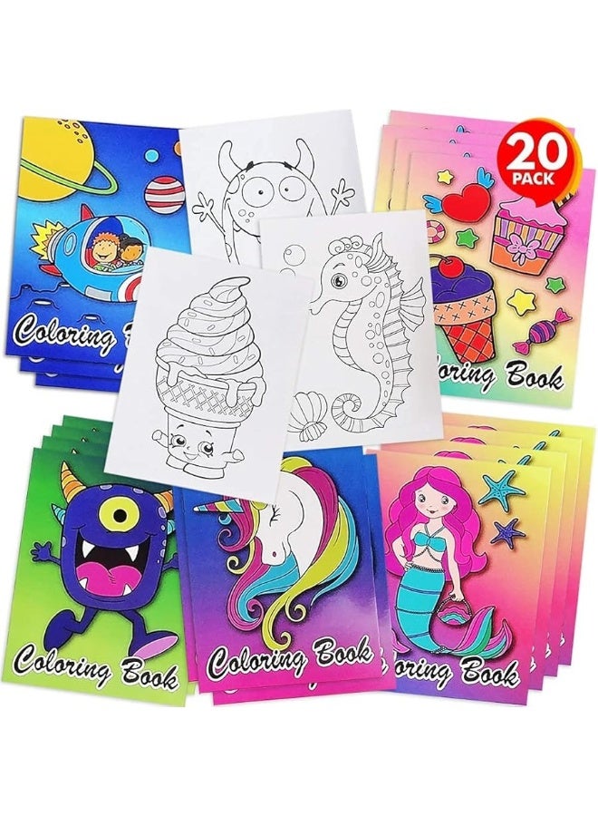 ArtCreativity Assorted Mini Coloring Books - Bulk Pack of 20 Small Color Booklets in 5 Designs - Perfect Party Favors - Educational Art Gifts for Toddlers, Boys and Girls Ages 1, 2, 3, 4, 5, 6, 7, 8
