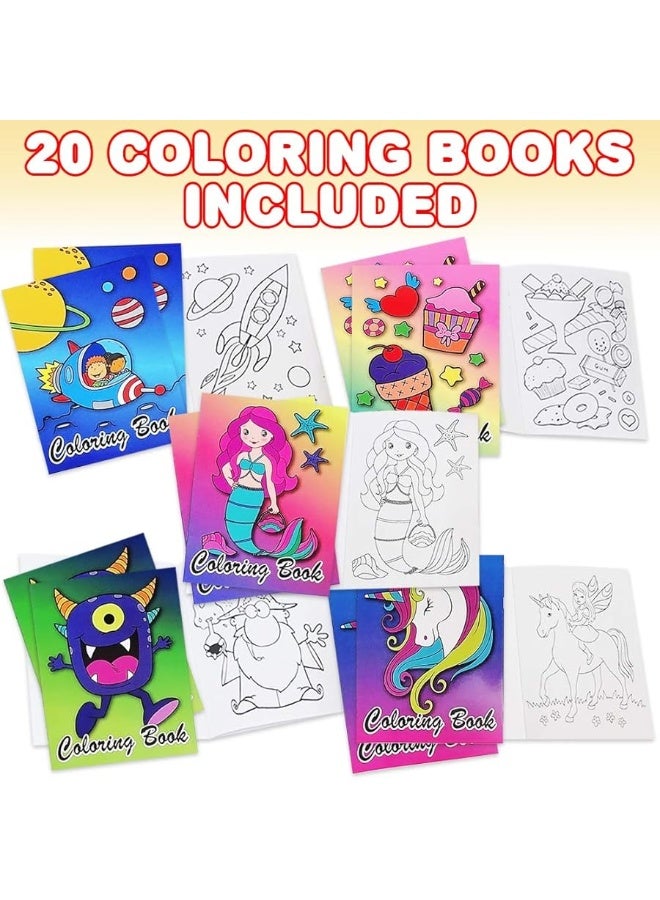 ArtCreativity Assorted Mini Coloring Books - Bulk Pack of 20 Small Color Booklets in 5 Designs - Perfect Party Favors - Educational Art Gifts for Toddlers, Boys and Girls Ages 1, 2, 3, 4, 5, 6, 7, 8