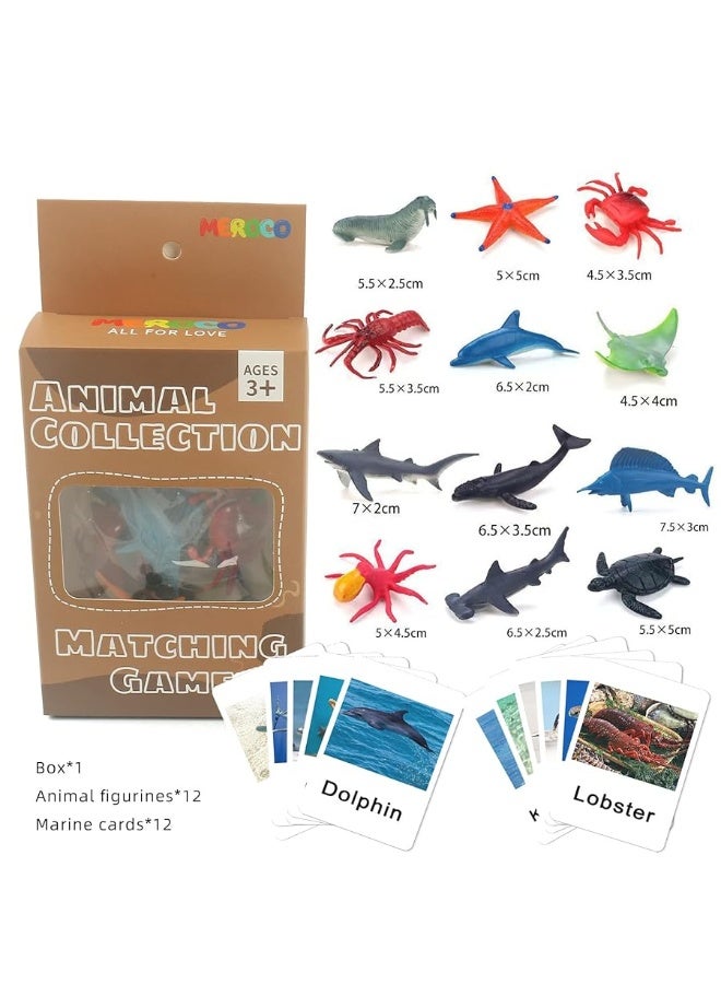 MEROCO Montessori Animal Match Game Cards Marine Animal Matching Montessori Language Materials Toddlers Preschool Educational Learning Toys NEWT011