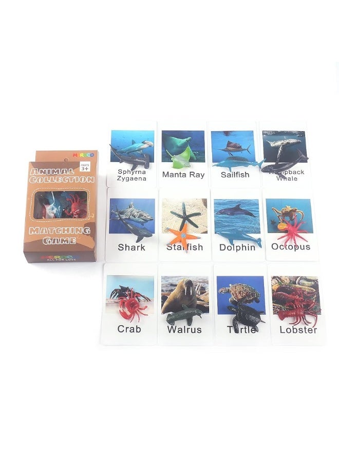 MEROCO Montessori Animal Match Game Cards Marine Animal Matching Montessori Language Materials Toddlers Preschool Educational Learning Toys NEWT011