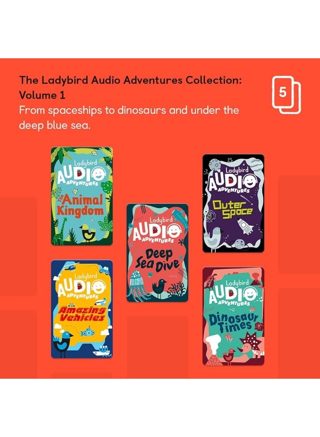 Yoto Ladybird Audio Adventures Collection: Vol. 1 â€“ Kids 5 Audio Cards for Use Player & Mini All-in-1 Audio Player, Screen-Free Listening with Fun Playtime, Bedtime & Travel Stories, Ages 5+