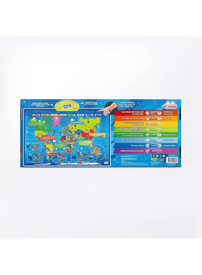 BEST LEARNING i-Poster My World Interactive Map - Educational Talking Toy for Children of Ages 5 to 12 Years Old - Geography Learning Game as a Birthday Gift for Kids Ages 8-12