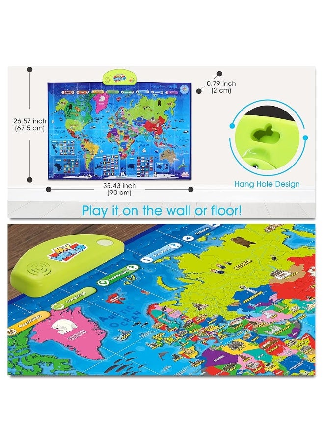 BEST LEARNING i-Poster My World Interactive Map - Educational Talking Toy for Children of Ages 5 to 12 Years Old - Geography Learning Game as a Birthday Gift for Kids Ages 8-12